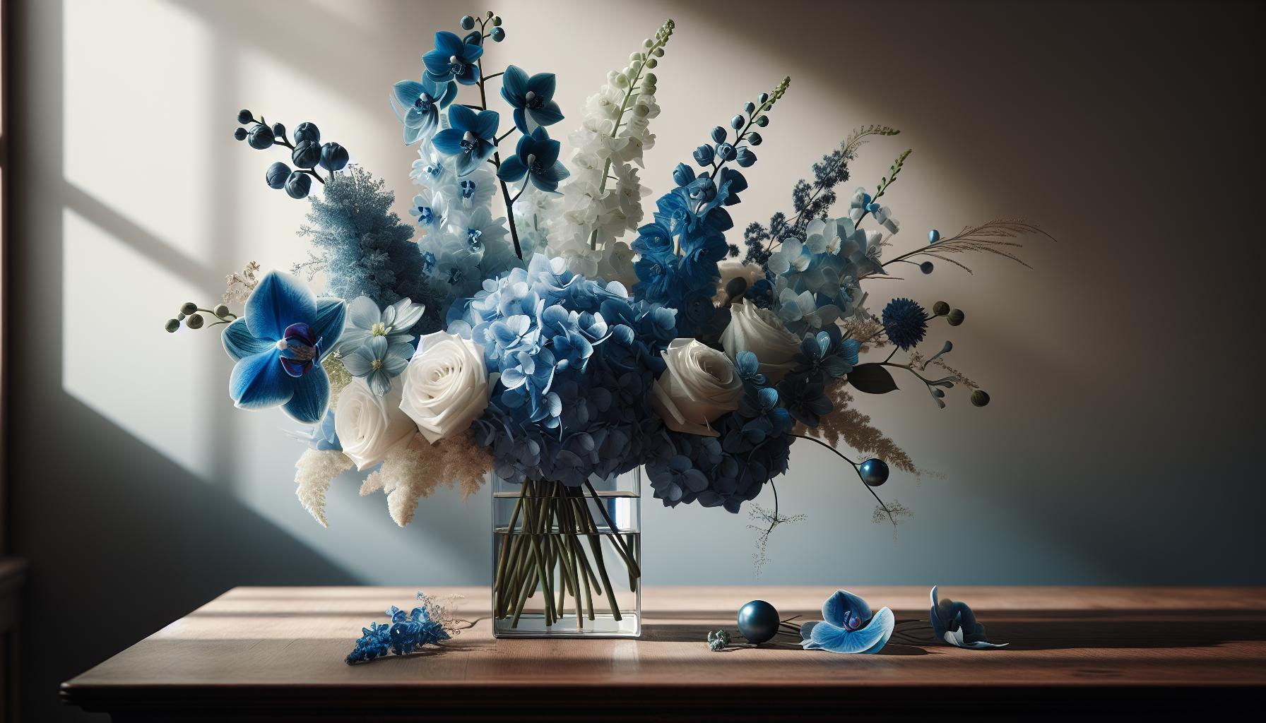 What colour is Emily in Corpse Bride - Blue Wedding Color Palette 4 Blue Floral Arrangements Inspired by Emily