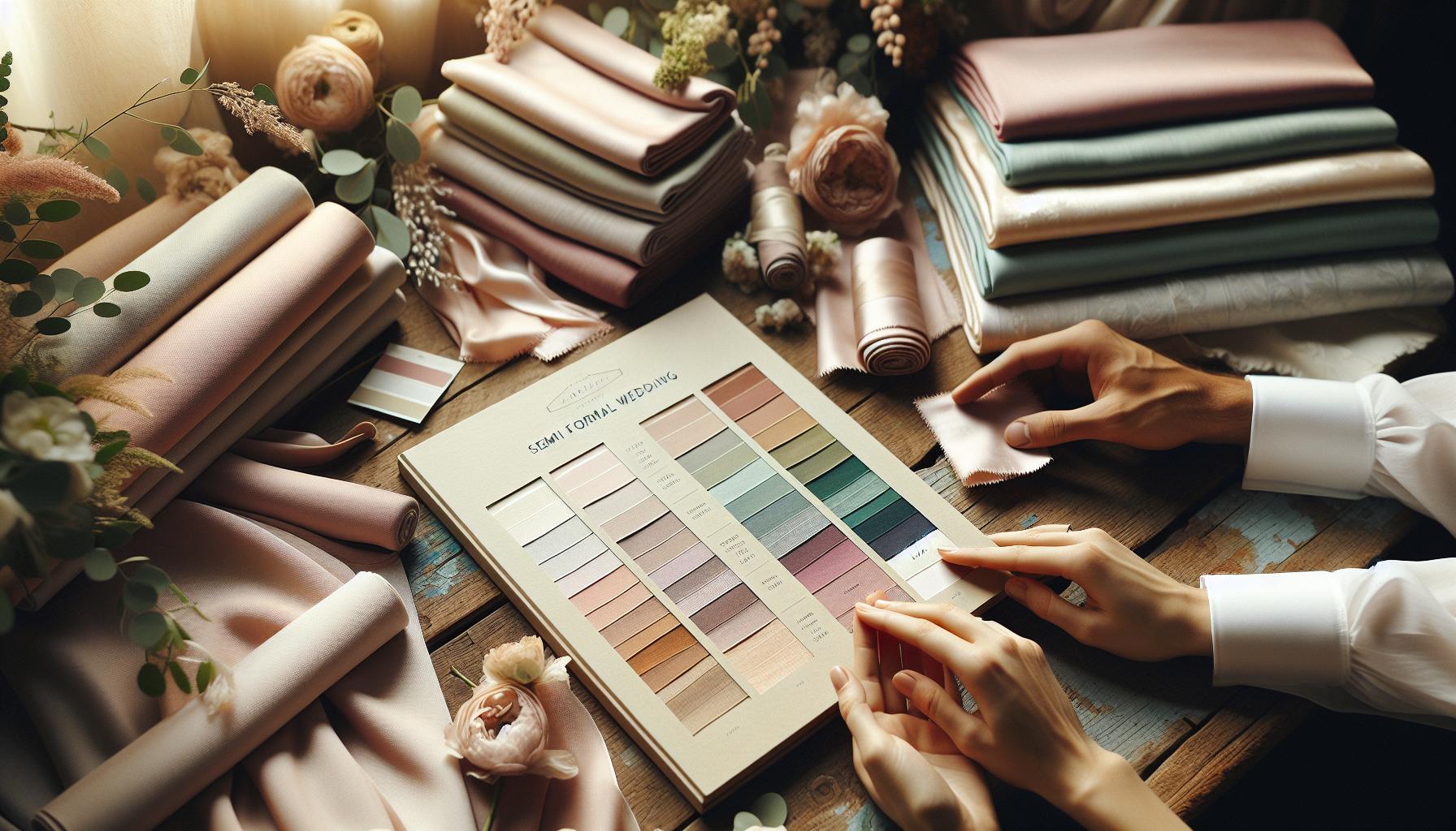 What is Semi Formal Wedding Attire? Dress Codes Made Simple 4 Color Palettes and Fabrics for Semi Formal Weddings